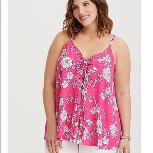Torrid lace up georgette top